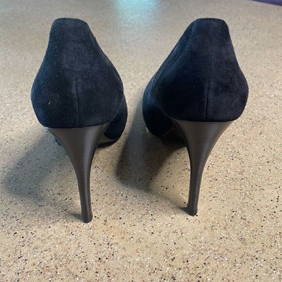 Donald J. Pliner "Edrice" Black Suede Hidden Platform Stiletto Heels sz 7.5 - Picture 4 of 16